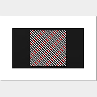 Black, White, Grey and Red Pattern Posters and Art